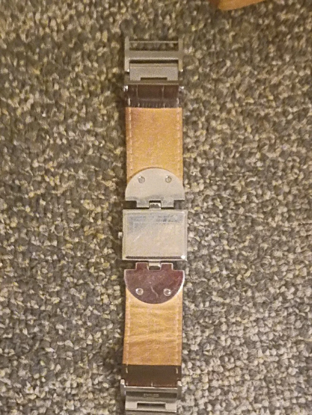 Michael Kors Silver Rectangular Dial Watch with Brown Leather Strap